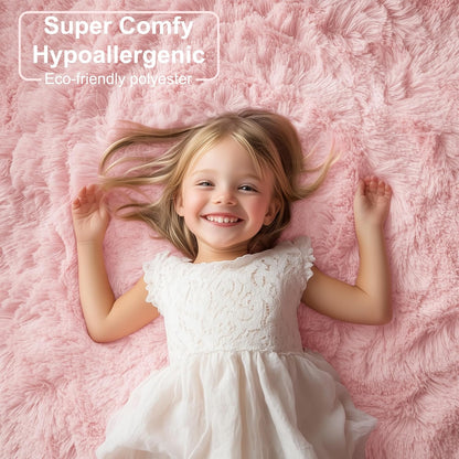 PAGISOFE Pink Round Rug 4Ft for Girls Room Kids Bedroom, Fluffy Shaggy Soft Fuzzy Circle Area Rugs for Girls Bedroom Kids Home Decor Aesthetic, Plush Furry Throw Cute Baby Girl Nursery Room Rug