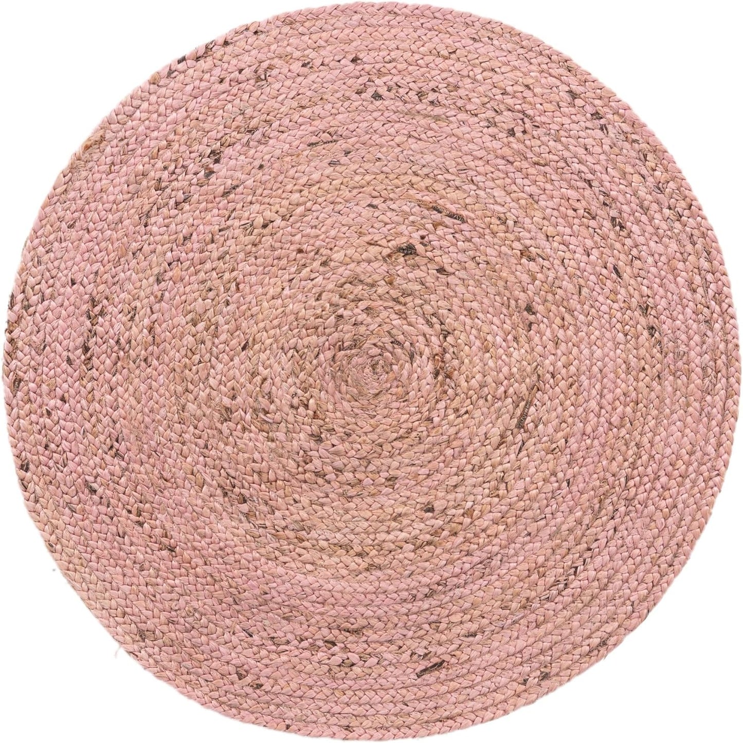 Unique Loom Braided Jute Collection Area Rug - Dhaka (3' 3" Round, Light Pink)