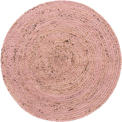 Unique Loom Braided Jute Collection Area Rug - Dhaka (3' 3" Round, Light Pink)