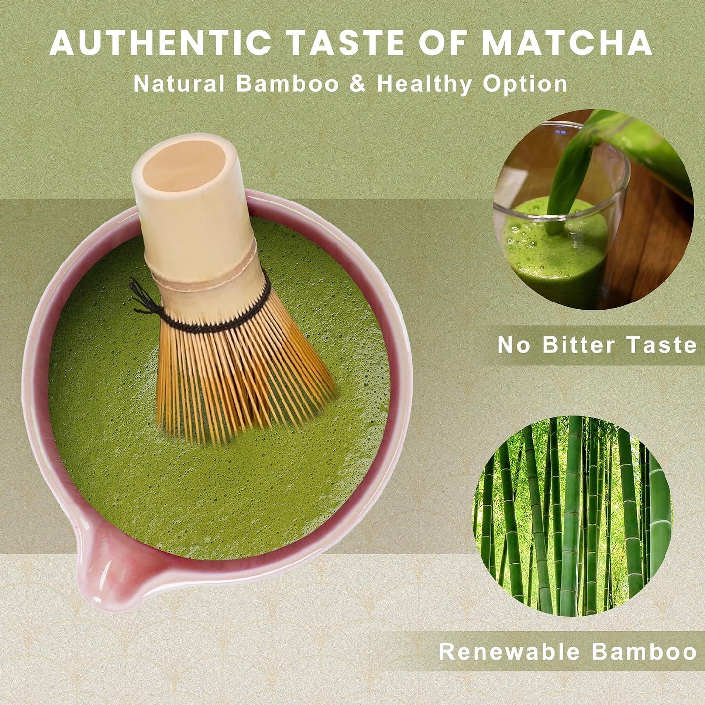 Pink Ceramic Matcha Set, 6 Pcs - Bowl, Whisk (Chasen), Holder, Sifter, Bamboo Scoop & Spoon