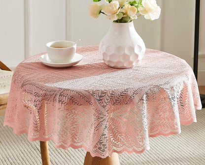 Warm Home Designs Blush Pink Lace Tablecloth. Small Round Tablecloth 48 Inch in Diameter. Floral Table Cloth, Rustic Overlay or Boho Table Cover for Farmhouse Kitchen. AME Blush 48 Round