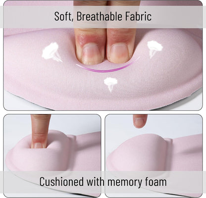 Mr. Pen- Ergonomic Mouse Pad with Wrist Rest, Blush Pink Breathable Fabric with Memory Foam Cushion, Non-Slip Rubber Base, Gel Mouse Pad with Wrist Support