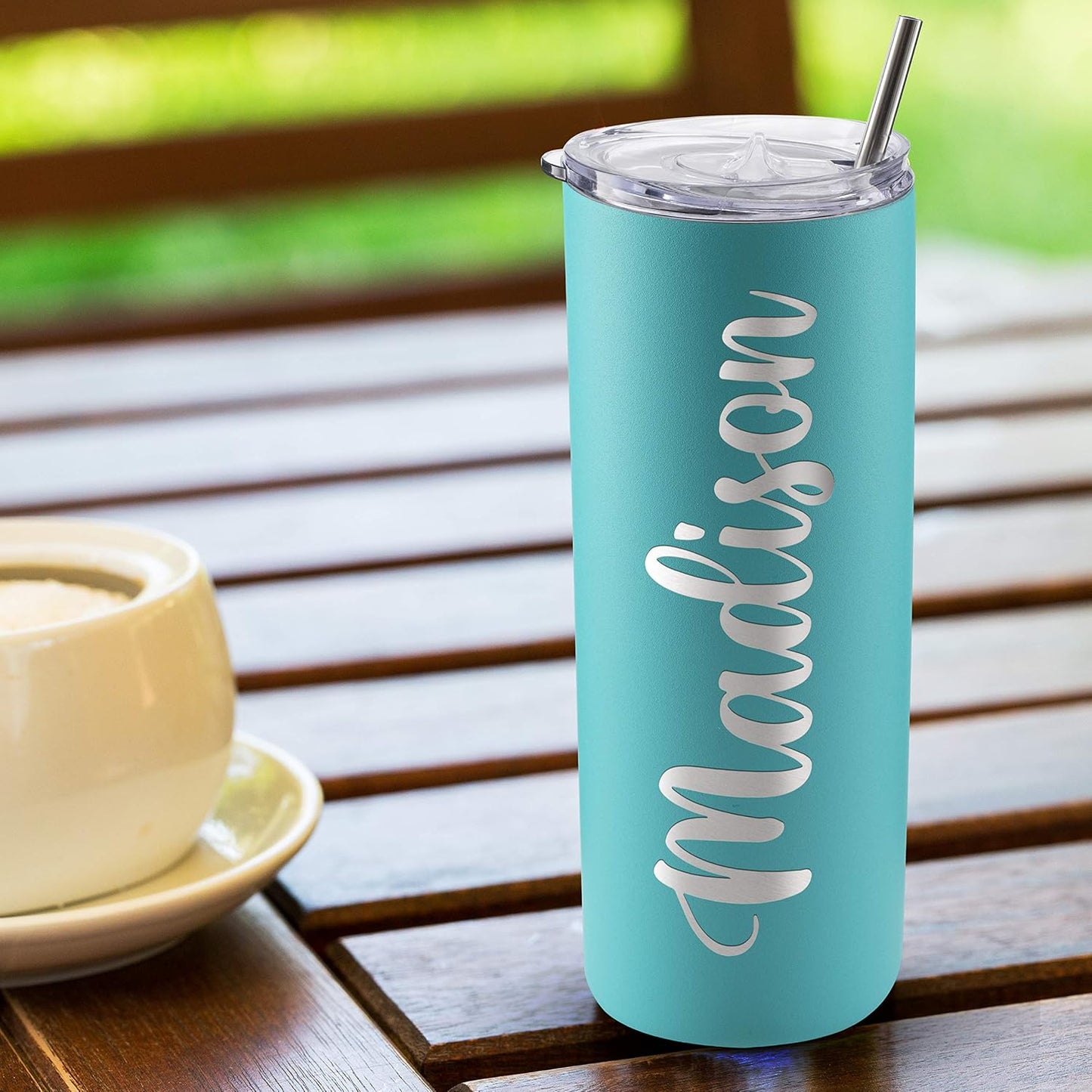 Personalized Tumblers for Women, 20 Oz. w Straw & Cleaner Brush | 8 Color - 12 Font - Light Pink | Custom Tumblers for Her, Mom - Personalized Gifts - Stainless Steel Custom Cups