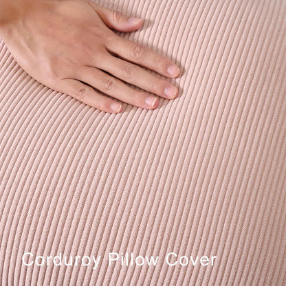 Corduroy Throw Pillow Covers 18x18 Set of 2 – Boho Decorative Pillow Covers for Couch, Sofa, Bed – Soft Square Cushion Covers for Living Room Decor (No Insert) Light Pink