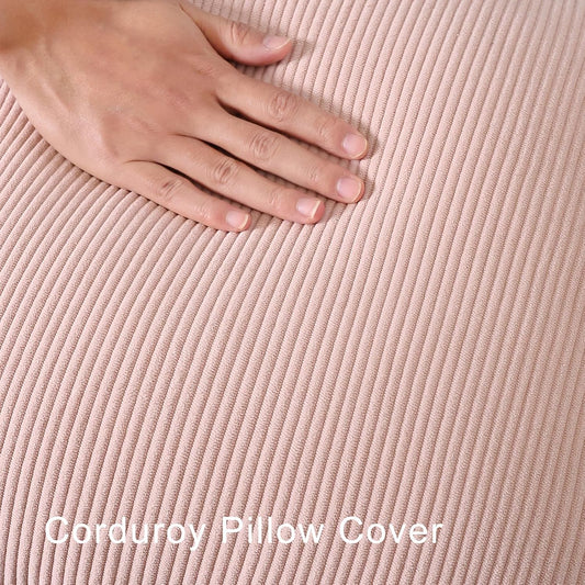 Corduroy Throw Pillow Covers 18x18 Set of 2 – Boho Decorative Pillow Covers for Couch, Sofa, Bed – Soft Square Cushion Covers for Living Room Decor (No Insert) Light Pink