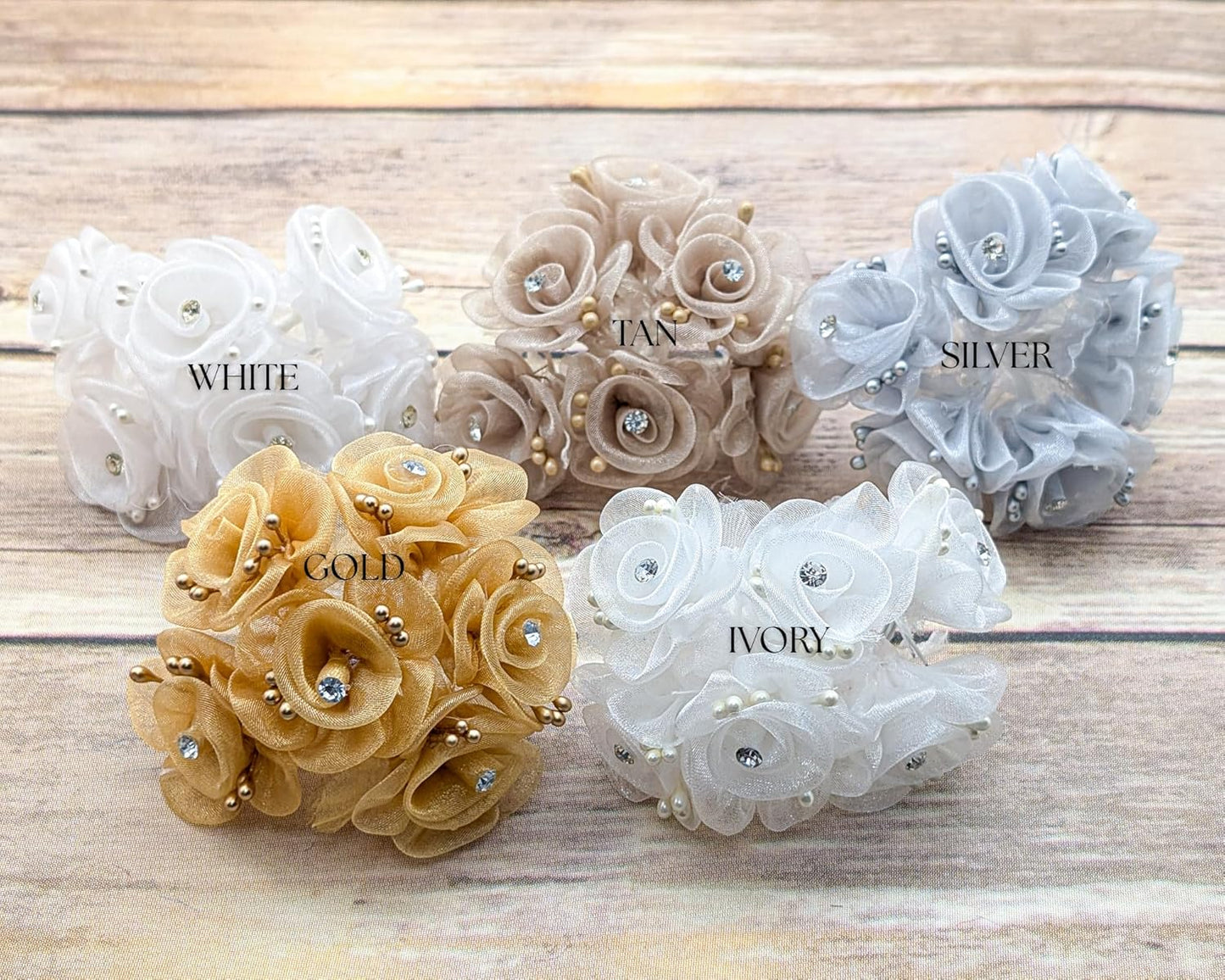 72PC Artificial Organza Rhinestone Craft Flower for Home Craft Decor DIY Wedding Bridal Veil Headband Dress Cake Topper Embellishment Scrapbook Favor Corsage Floral Bouquet Arrangement (Peach)