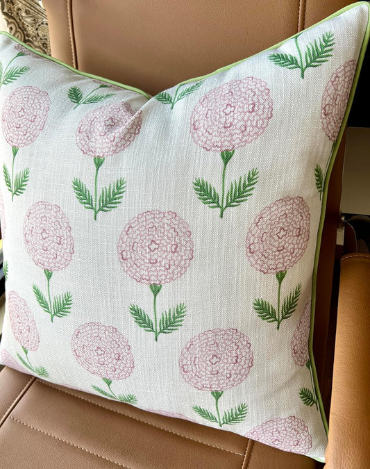 Blush Pink Botanical Print Throw Pillow Cover - 20x20 Inch Cotton Blend - Konkan Floral