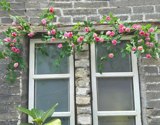 6FT Bendable Pink Rose Flower Garland, Artificial Silk Wild Roses Vine Leaves Hanging Flowers for Wall Fireplace Fence Trellis Wedding Baby Shower Room Home Spring Summer Decor(2PC)