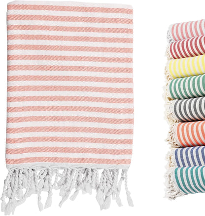 Turkish Striped Beach Towels Bulk Oversized 39"x71" Large Bath Pool Set Quick Dry Lightweight Travel Towel for Adult,100% Cotton