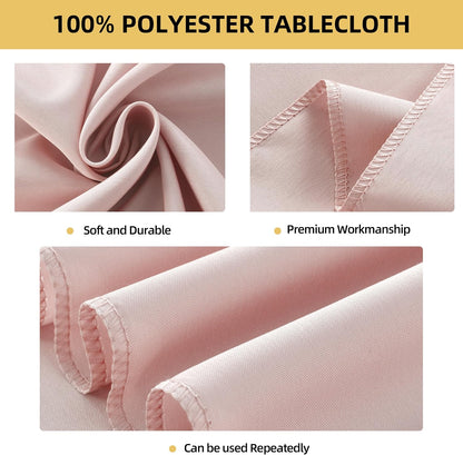 2-Pack Round 90-inch Dusty Pink Table Cloths, Solid Stain and Wrinkle Resistant Circular Tablecloth, Premium Plain Weave Polyester Fabric Table Linen Covers for Hotel, Banquet