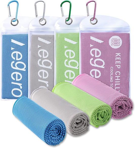 Aegero 4 Pack Cooling Towel (40"x12"), Cooling Neck Wraps,Soft Breathable Chilly Towel, IceTowel, Microfiber Towels for Yoga, Sport, RunninGym, Camping, Fitness, Workout & More Activities(Multicolor1)