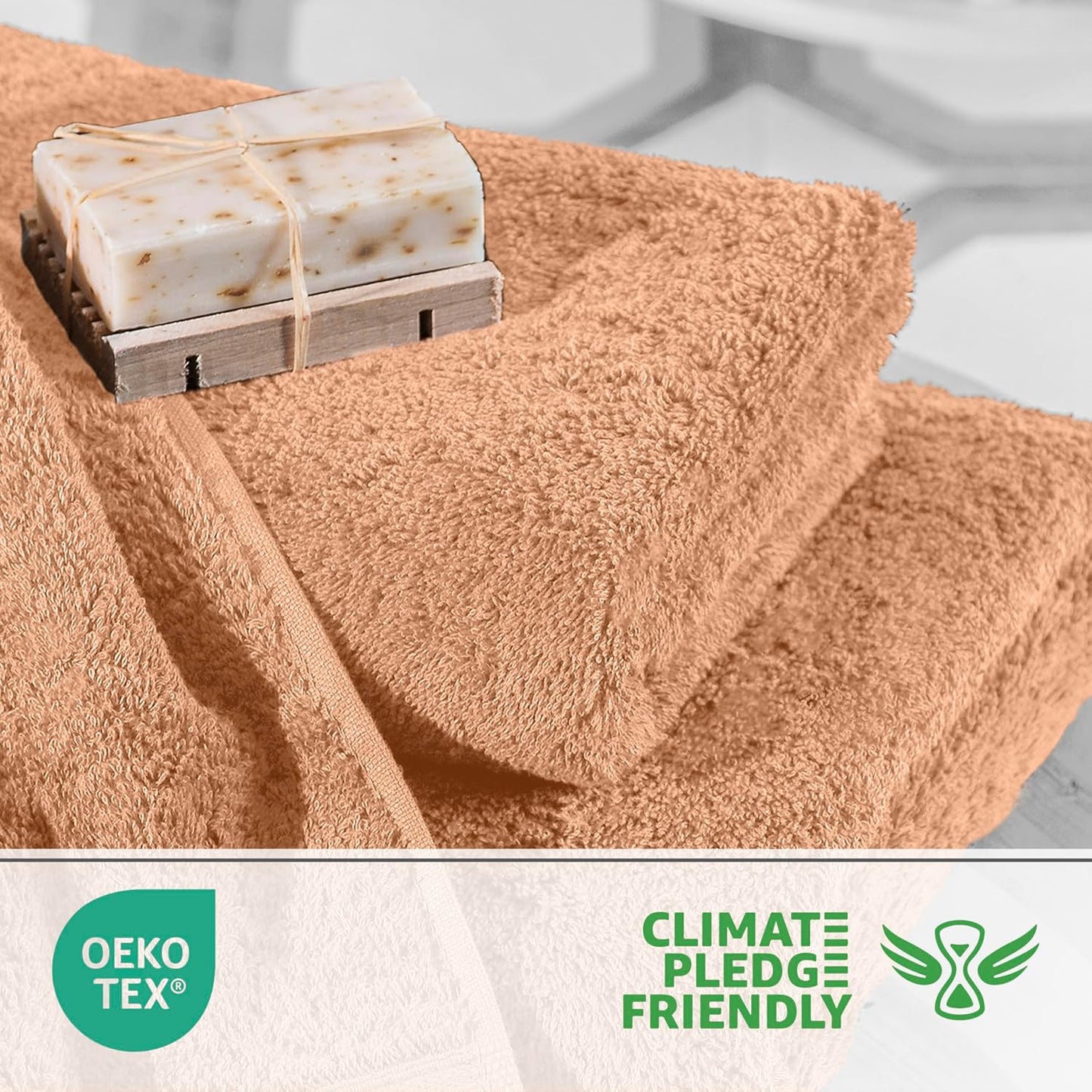 Martex Easy Living Everyday 6-Piece Bathroom Towel Set – 2 Bath Towels, 2 Hand Towels, 2 Wash Cloths – 100% Cotton – Soft & Quick-Dry Towels - Peach