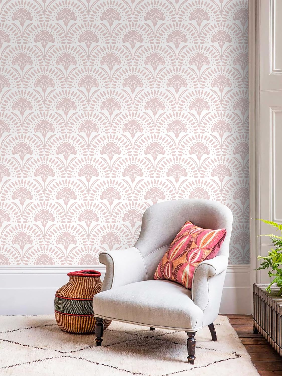 Timeet 17 in × 197 in Boho Peel and Stick Wallpaper Pink Floral Contact Paper White Pink Flower Wallpaper Removable Self Adhesive for Cabinet Bathroom Waterproof