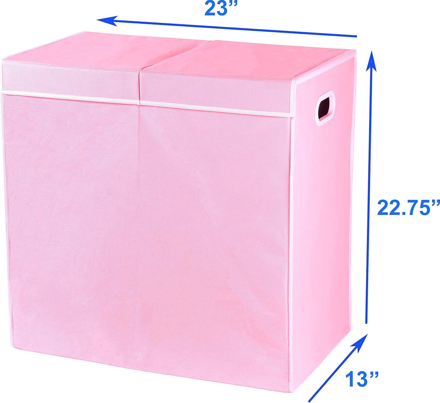 Simple Houseware Double Laundry Hamper with Lid and Removable Bags, Pink