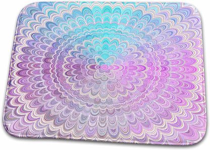 Dish Drying Mat - Mandala Flower in Pastel Pink and Light Blue - abstract design Zydd - Floral Mandalas