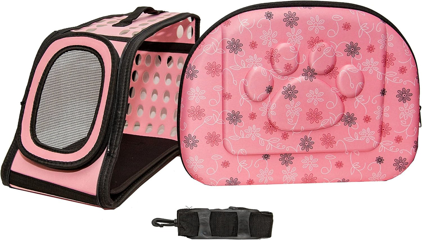 PetLike Airline Approved Pet Carrier Soft Sided Collapsible Travel Bag for Cats & Small Dogs (Pink, Smooth)