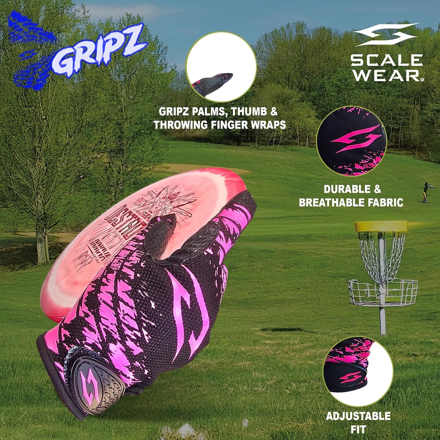 Disc Golf Gloves Ultimate Frisbee - Gripz Grip Palm Friction Fingers Lightweight Breathable Light Men Adult Premium Enhance Non-Slip Pair Leather Stretch Warm