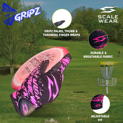 Disc Golf Gloves Ultimate Frisbee - Gripz Grip Palm Friction Fingers Lightweight Breathable Light Men Adult Premium Enhance Non-Slip Pair Leather Stretch Warm