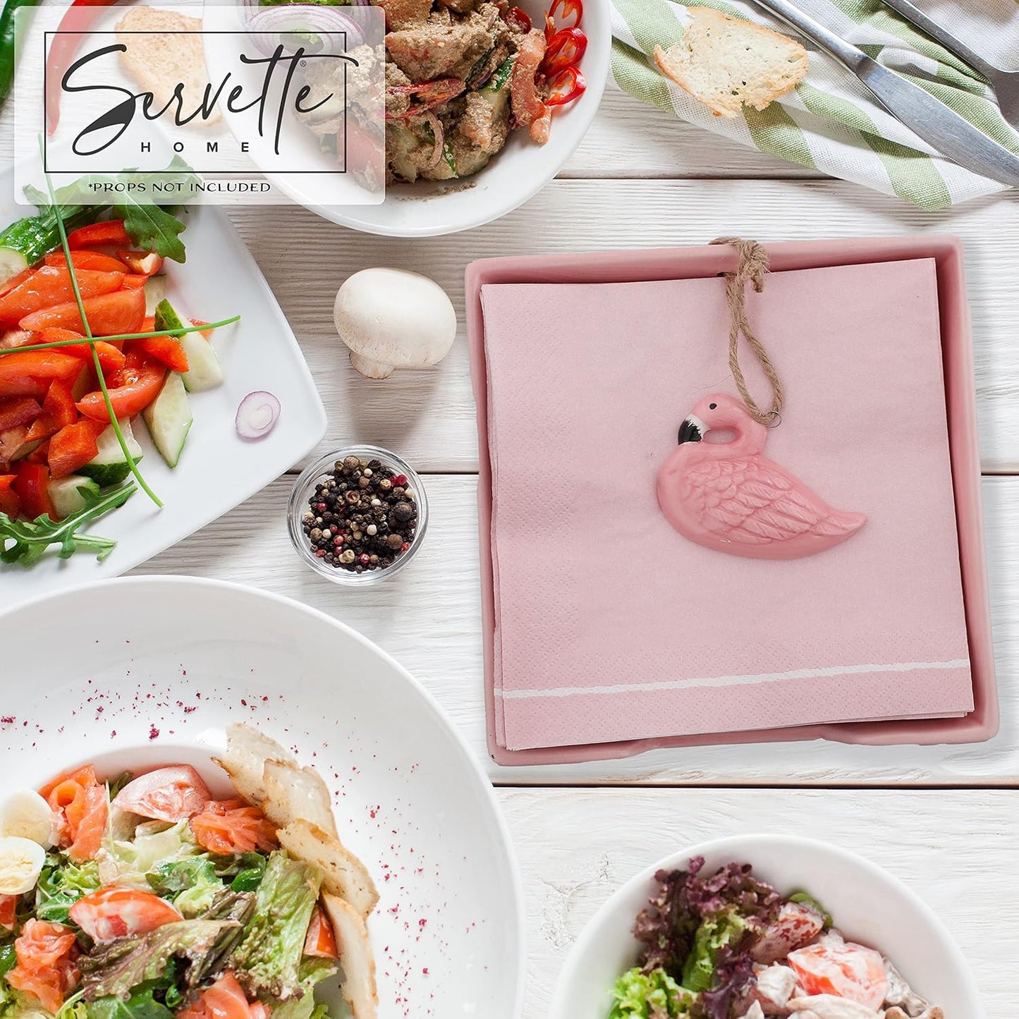 Pink Lunch Napkin Holder with Flamingo Weight