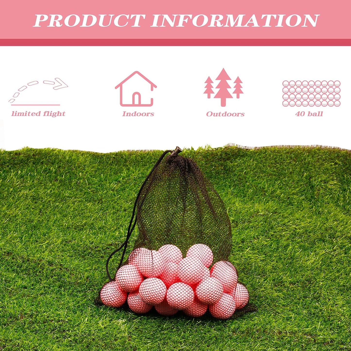 40 Pack Foam Golf Practice Balls - Realistic Feel and Limited Flight Training Balls for Indoor or Outdoor