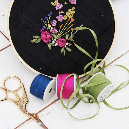 Threadart Pastel Peach 4mm 100% Pure Silk Ribbon - Single Spool | Soft 100% pure silk ribbon on a single spool - perfect for ribbon embroidery, bows, jewelry & fine crafts