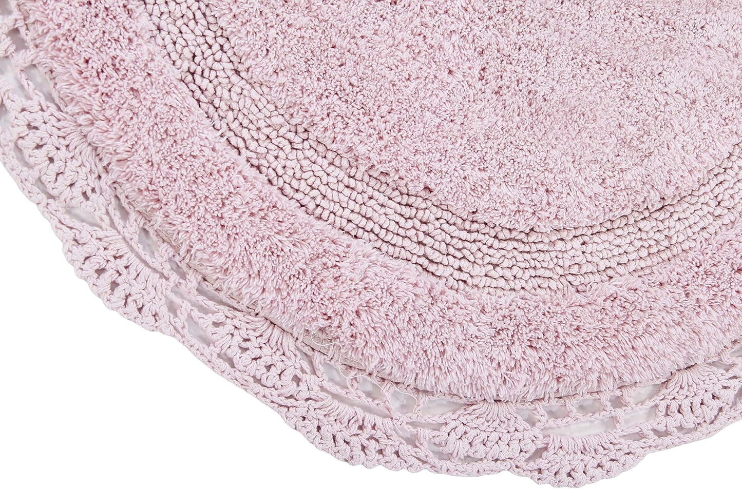 Crochet Collection - Designer, Plush 100% Cotton Round, Oval Bath Area Rug (28 inches, Pink)