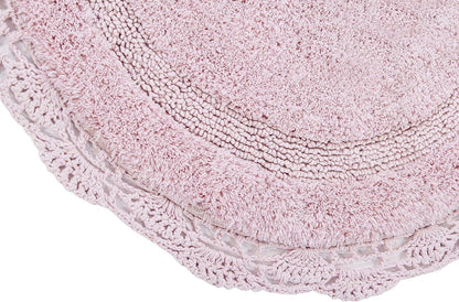Crochet Collection - Designer, Plush 100% Cotton Round, Oval Bath Area Rug (28 inches, Pink)