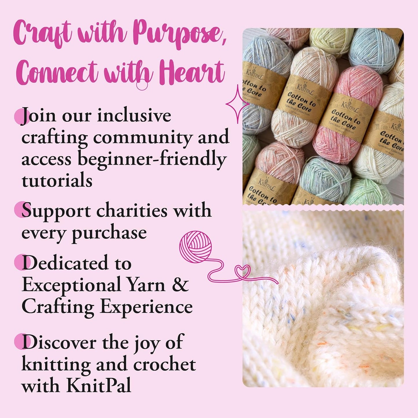Cotton to The Core Speckled Soft Baby Yarn for Crocheting, 6-Pack (810Yds / 300G), Free Patterns - Size 3 DK Light Worsted Weight Cotton Yarn for Knitting - Light Peach