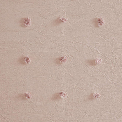 Urban Habitat UH70-2242 Brooklyn Cotton Fabric Shower Curtain Jacquard Pom Machine Washable Shabby Chic Modern Home Bathroom Décor Bathtub Privacy Screen, 70" x 72", Pink