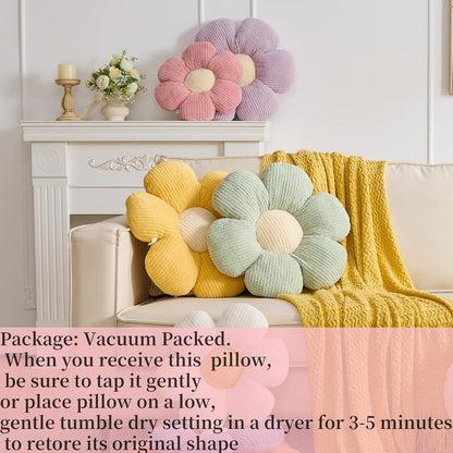 Flower Pillow, Pink Throw Pillow Daisy Decorative Pillow Cushion 15.75" Pink Home Decorative Pillows for Bed, Sofa, Couch