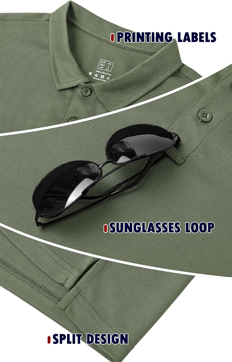 Men's Quick Dry Golf Polo Shirts Active Short Sleeve Lightweight Casual Collared T-Shirt