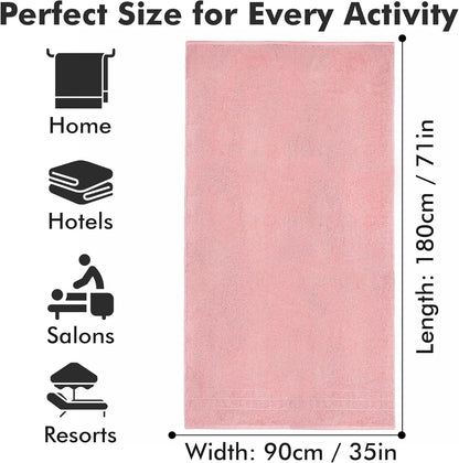 Bath Sheets – Extra Large Bathroom Sheet Set – Pack of 2 Jumbo Towels Baby Pink (71x35in) – 100% Cotton Soft Quick Dry Large Bath Towels for Adults Hotel Spa Bathroom Use