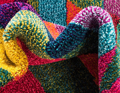 Unique Loom Estrella Collection Geometric, Abstract, Colorful, Modern, Eclectic Area Rug (5' 0 x 8' 0 Rectangular, Multi/Pink)