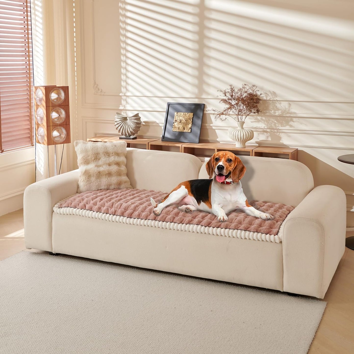 Couch Covers for Pets Washable Sofa Covers for Dogs Cats Anti-Slip Sofa SlipCover for 3-4 Cushion Couches Pet-Friendly Furniture Protector Covers for Living Room (27.6" x 27.6", Pink)