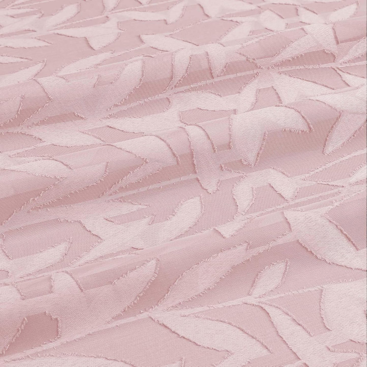 OWENIE Leyna 14 Inch Blush Pink Valance for Windows 2 PCS Sheer Curtains, Jacquard Leaves Textured Small Kitchen Valances Curtain for Living Room Bedroom, Modern Rod Pocket Drapes, 40Wx14L Inch