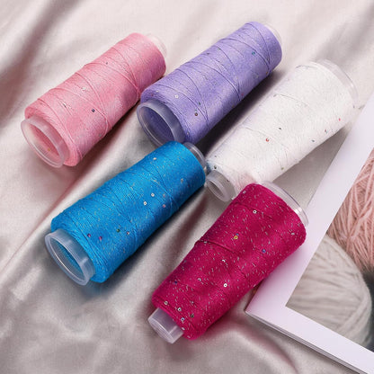 uxcell Cotton Silk Yarn Mercerized Cotton Silk Blend Sparkly Yarn with Sequins, 6-Ply Metallic Knitting and Crochet Thread for Hand Knitting Crocheting DIY Craft, 50g (Peach Pink)