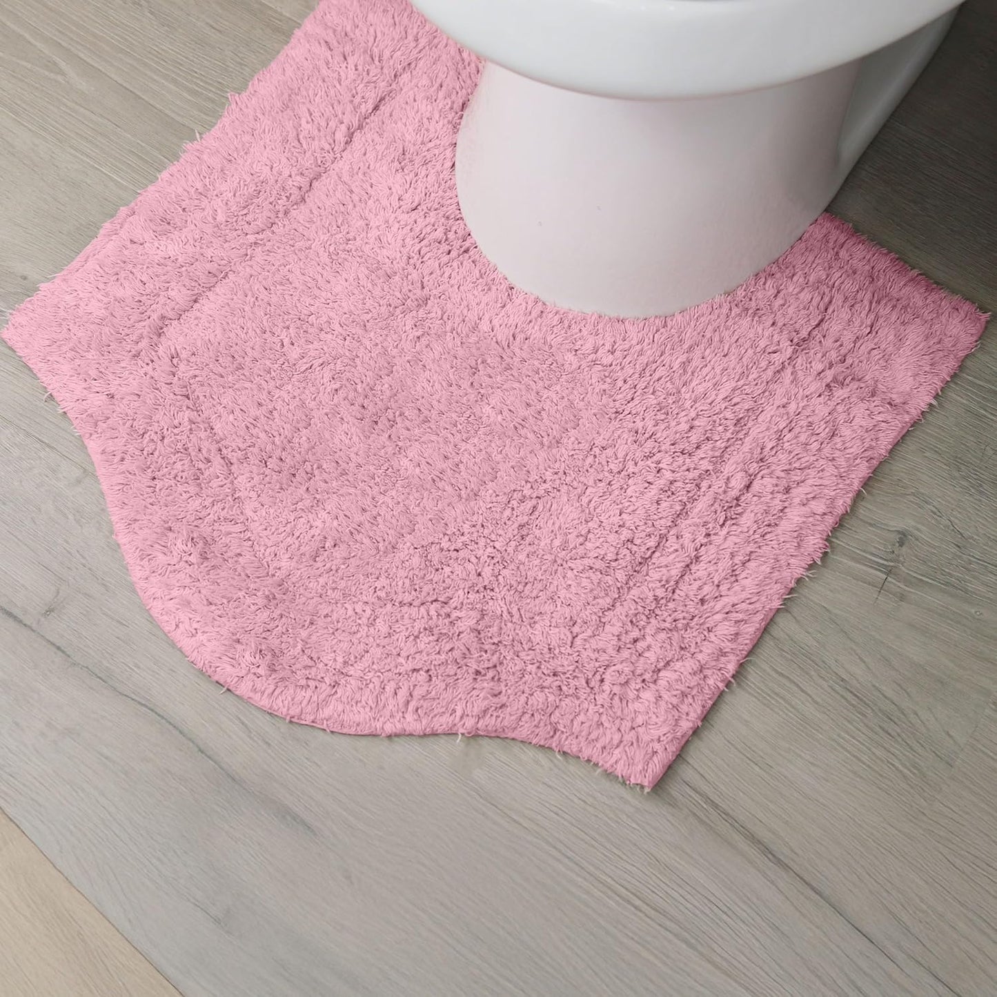 Home Weavers Waterford Collection 100% Cotton Tufted Bath Rug, Extra Soft and Absorbent Bath Rugs, Non-Slip Plush Bath Carpet, Machine Wash, Bath Mat for Bathroom, 20"x20" Contour, Pink