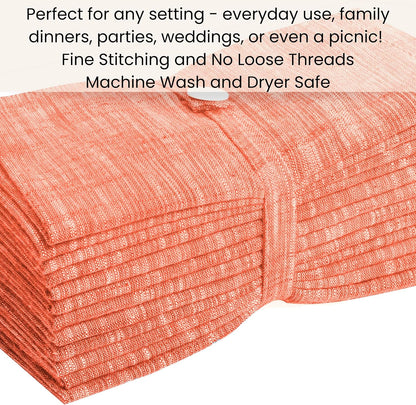 Cotton Clinic Dinner Napkins Famhouse Style 100% Cotton 18x18 Inch Set of 4 - Soft Durable Reusable Table Napkins for Dining Wedding Parties Holidays Easter and Everyday Use Cloth Napkins Coral Peach