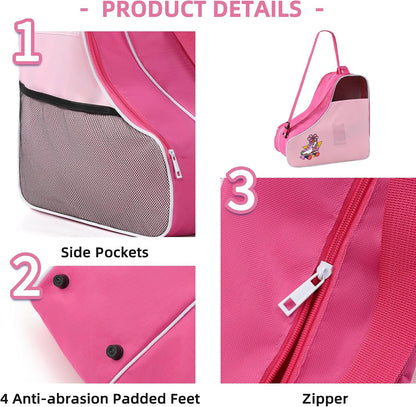 Boulder Bee Roller Skate Bag, Ice Skate Bag for Women with Adjustable Shoulder Strap, Shoe Bag for Ice Skating/Inline Skates, for Both Kids and Adults