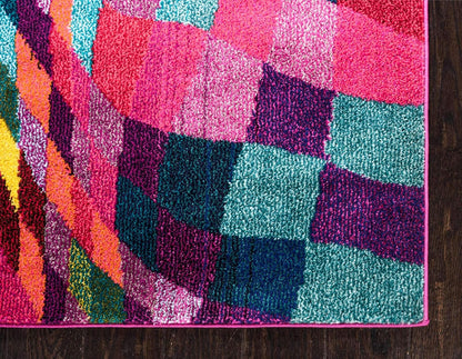 Unique Loom Estrella Collection Geometric, Abstract, Colorful, Modern, Eclectic Area Rug (5' 0 x 8' 0 Rectangular, Multi/Pink)
