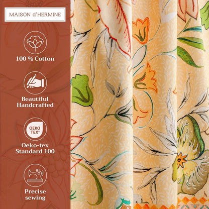 Maison d' Hermine Kitchen Curtain Set for Windows 100% Cotton Set of Kitchen Curtain Valance for Home [2 Tier (28"X36") and 1 Valance (56"X18")] Cafe Spring Summer (Luxury Loft - Peach)