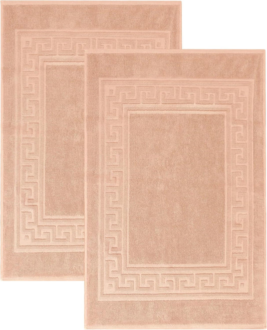 Superior Heavyweight Cotton Bath Mats, Bath Rugs For Bathroom Accessories, Washable Rug For Shower, Bath, Toilet, Modern Decor, No Backing, Luxury Hotel And Spa Quality, Set of 2, 22" x 35", Peach