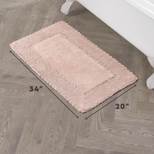 Laura Ashley Ruffle Border 100% Cotton Bath Rug, Blush Pink, 20"x 34"