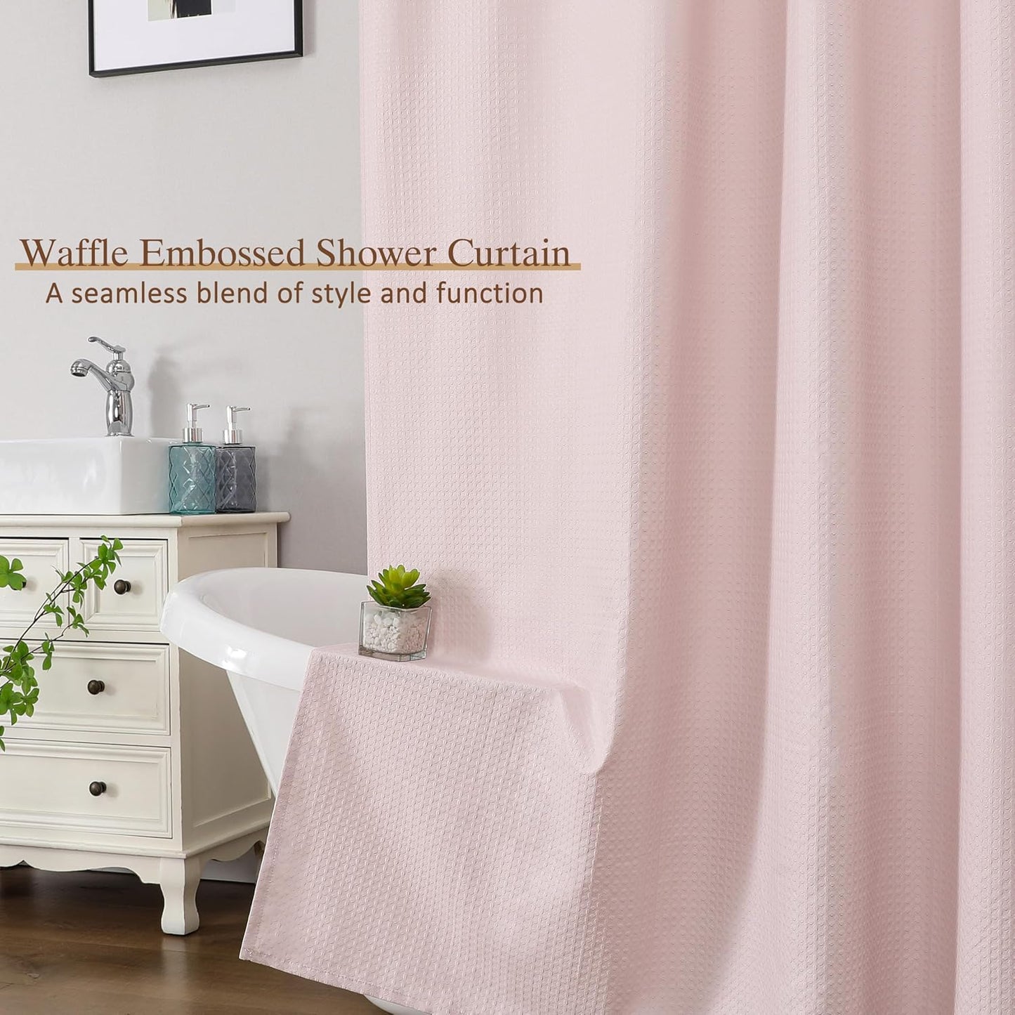 Pink Stall Shower Curtain 36 x 72 Inch, Textured Soft Fabric Waffle Narrow Size Modern Shower Small Curtain for Bathroom Hotel, Machine Washable, Water Resistant, 36Wx72L Inches