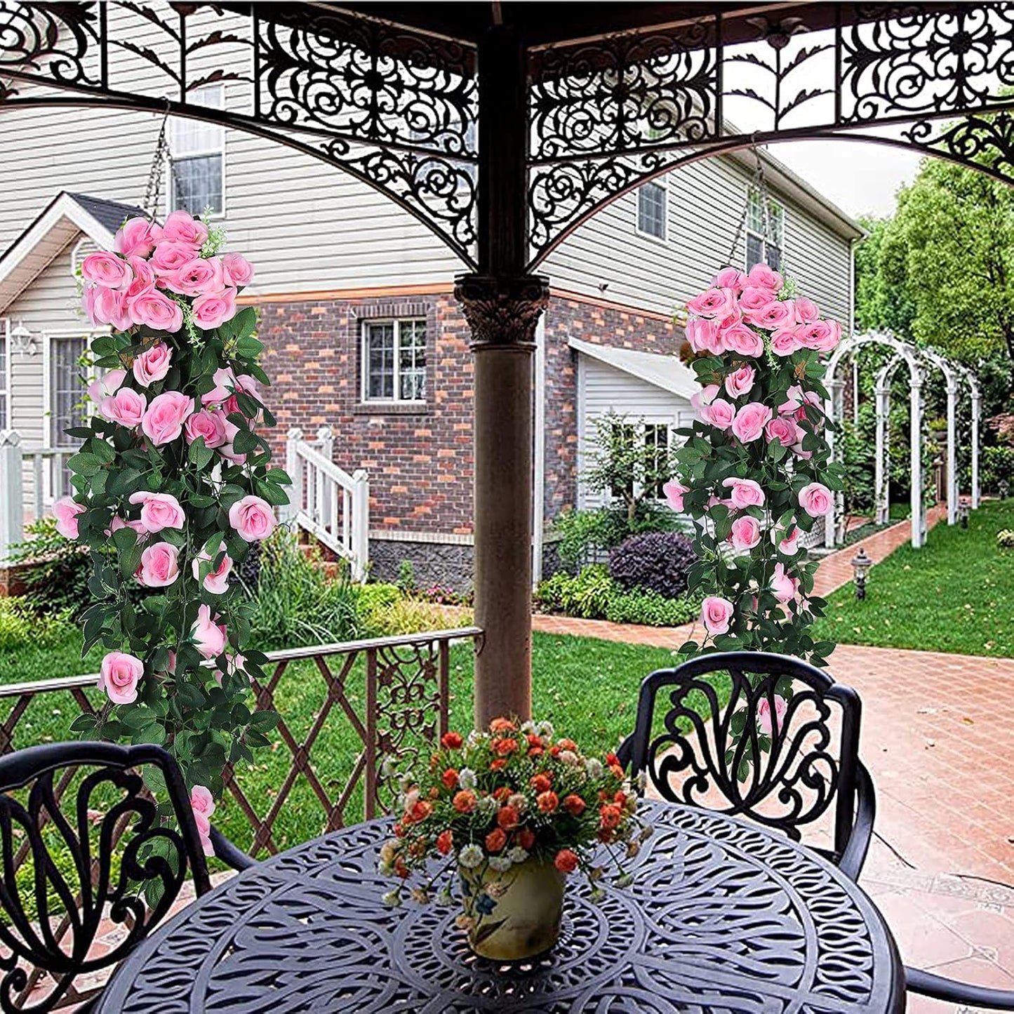 RECUTMS Fake Hanging Flowers, 2 PCS Pink Rose Artificial Flower Vines, 3.3Ft Blush Pink Roses for Wall Decor, Wedding, Home, Bridal Shower, Valentines, Easter, Friendship Day Party Decoration (Pink)