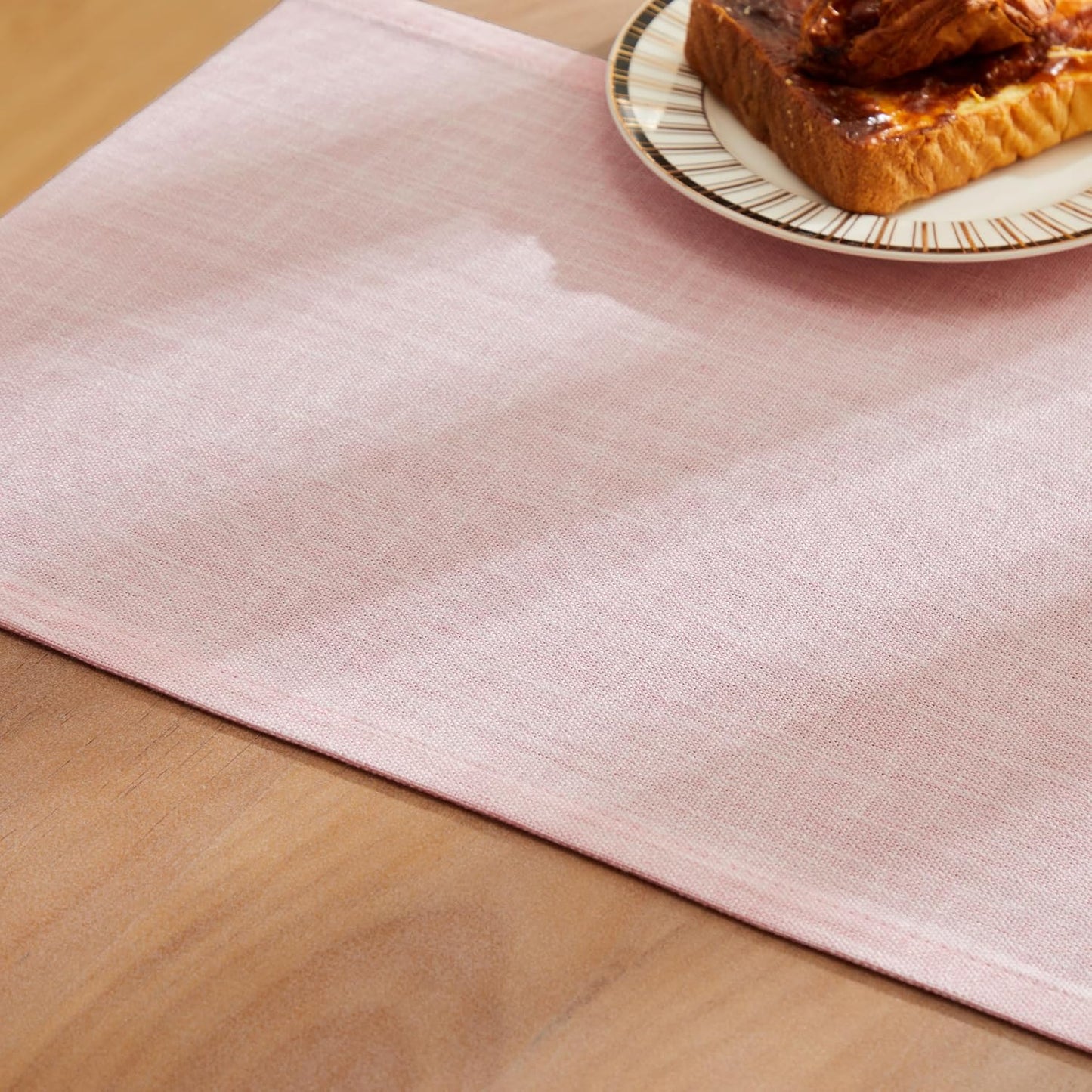 ZeeMart Rustic Cotton Linen Table Runner, 13x72 Inches Pink | Farmhouse Style Linen Table Runners 72 Inches Long, Washable Kitchen Dining Table Decoration for Home Party Decor