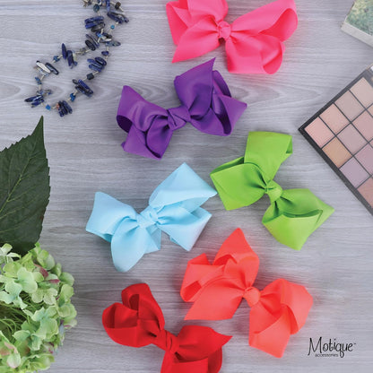 5.5 Inch Grosgrain Hair Bow Clip For Women And Girls (Light Pink)