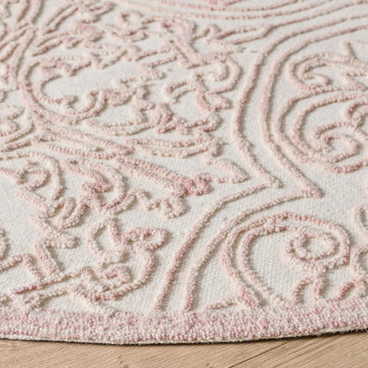 Martha Stewart x SAFAVIEH Accent Rug - 4' Round, Ivory & Pink, Handmade Wool, Ideal for Living Room, Foyer, Bedroom (MSR3511U-4R)