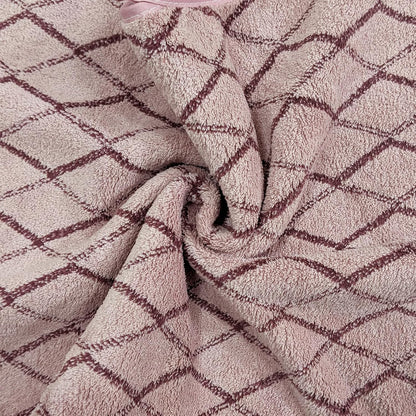 USTIDE 3-Piece Towel Set Bath and Hand Towels, Pink Checkered Print, Coral Fleece, Super Absorbent & Quick-Drying for Bathroom, Gym, Guest Use (1 Bath Sheet + 2 Hand Towels)