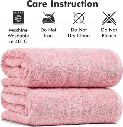 Bath Sheets – Extra Large Bathroom Sheet Set – Pack of 2 Jumbo Towels Baby Pink (71x35in) – 100% Cotton Soft Quick Dry Large Bath Towels for Adults Hotel Spa Bathroom Use